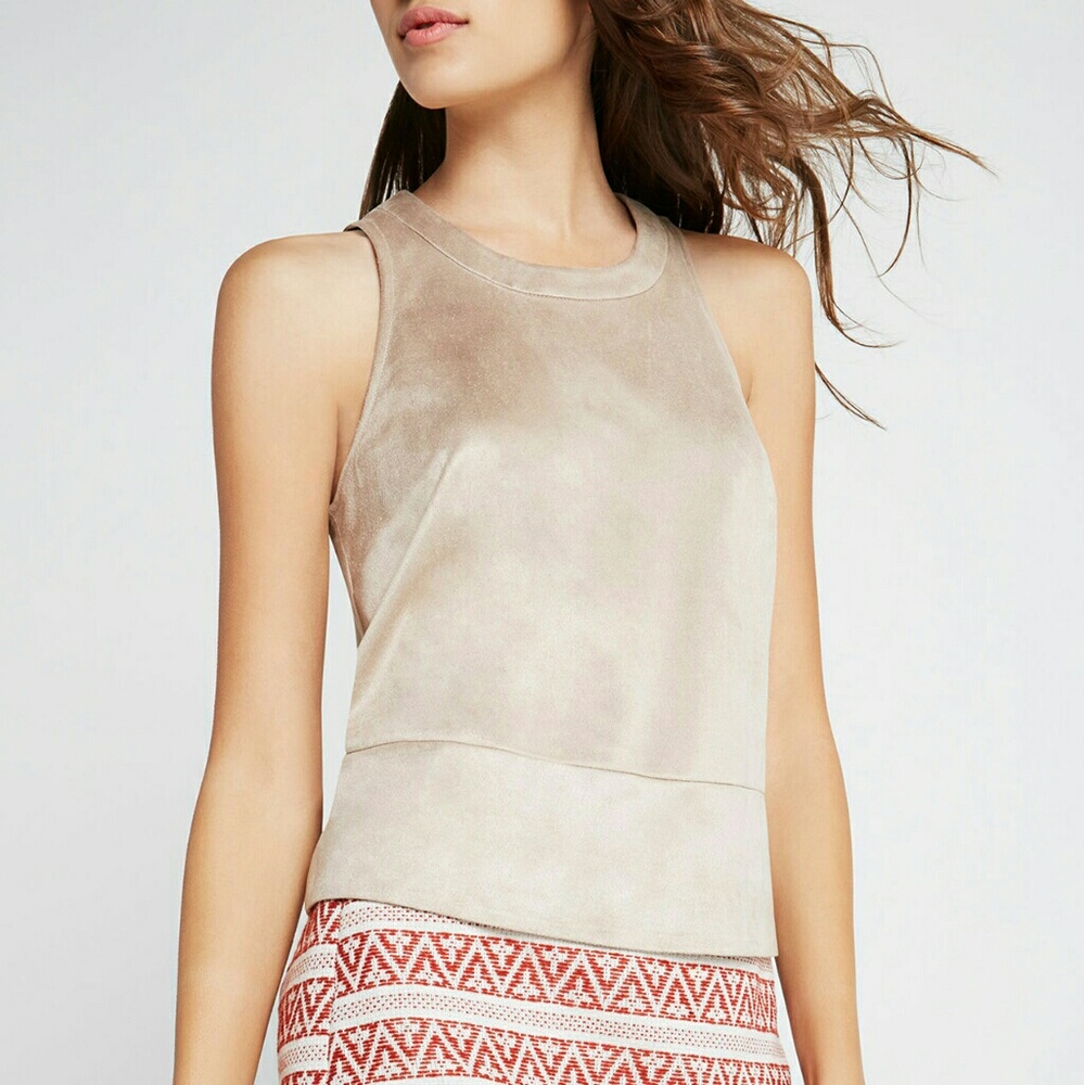 BCBGeneration tan suede sleeveless top